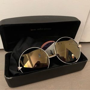 Karen Walker Sunglasses: Shiny Gold Oversized Round Frame
